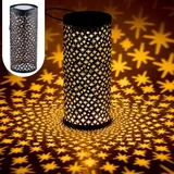 Marrakesch Orient & Mediterran Interior Marrakesch Solarlaternen Solarlampen für außen mit Henkel aus Metall 30cm Groß | Orientalische Deko Outdoor Solar LED Laterne Wetterfest Joran Schwarz IP65 Wasserdicht als Gartendeko im Garten