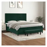 vidaXL Boxspringbett 180 x 200 cm Dunkelgrün