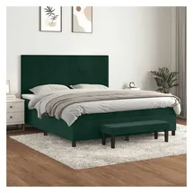 vidaXL Boxspringbett 180 x 200 cm Dunkelgrün