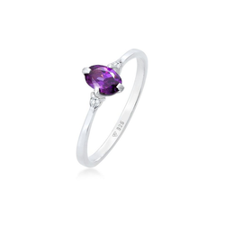 Elli Fingerring Zirkonia Kristalle Violett Verlobung 925er Silber, Kristall Ring silberfarben 52