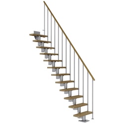DOLLE Mittelholmtreppe »Dublin«, eichenholz, 14 Stufen, bis 337cm Raumhöhe - grau