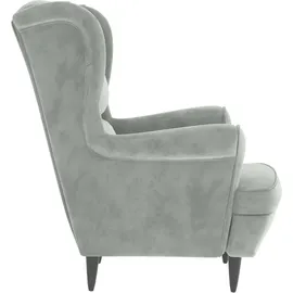 vidaXL Ohrensessel mit Hocker Hellgrau Samt