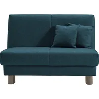 Schlafsofa ELL + "Enny" Sofas Gr. B/T: 125cm x 100cm, Flachgewebe, PUR-Schaumstoff, ohne Relaxfunktion, blau (petrol) Liegefläche Breite 120 oder 140 cm, Liegehöhe 40 Füße alufarben