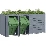 vidaXL Wagenmüllbehälter für 4 Behälter Hellgrau 272 x 77,5 x 121,5 cm