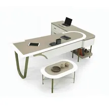 aea Designer Schreibtisch mit Couchtisch Oval Schubladen Arbeitszimmer