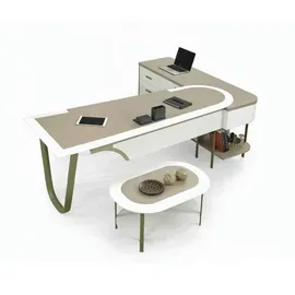 aea Designer Schreibtisch mit Couchtisch Oval Schubladen Arbeitszimmer