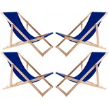 4x Liegestuhl Gartenliege Strandliege Holz Blau