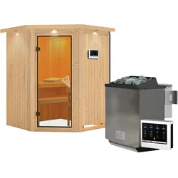 Karibu Sauna Larin 9kWBioofen Steuergerät inkl.Dachkranz inkl. gratis Saunaofen im Wert von 599,99 €