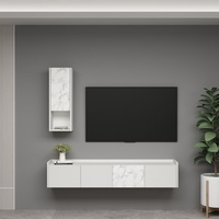 Wohnwand Weiß TV Lowboard Holz Wohnzimmerschrank modern Sideboard Anbauwand 9680