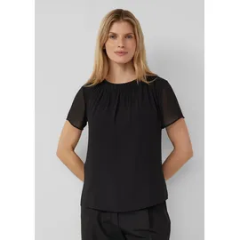 s.Oliver Luftige Chiffon-Bluse mit gesteppter Raffung schwarz 48