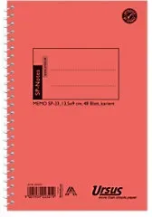 Ursus Style Collegeblock Spezial Karriert Spiralbindung Pressspankarton Orange Nicht perforiert 96 Seiten 48 Blatt
