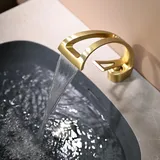 Waschtischarmatur Gebürsteter Gold, Wasserhahn Bad Waschbecken Armatur Wasserfall Badarmatur, Wassserfallarmatur Mischbatterie Für Badezimmer