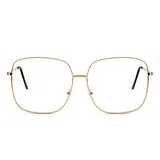 KAEOISFU übergroße Quadratische Gold Lesebrille 2,5 Damen und Herren, Große blaulichtfilter brille Lesebrillen, Mode Große Gläser Metall Computer Lesebrill - XL