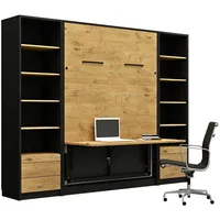 QMM TraumMöbel Schrankbett 140 x 200 cm Braun/Schwarz