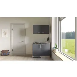 Flex-Well Miniküche »Morena«, mit E-Geräten, Gesamtbreite: 100 cm, grau