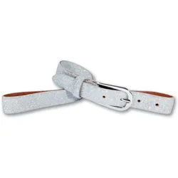 Ledergürtel SILBERGIFT, Damen, Gr. 95, silber, Rindsleder, unifarben, Glitzer, modisch,elegant,festlich, Gürtel, Mit Glitzerpartikeln, glänzende Schließe