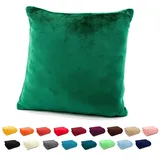 heimtexland ® Flanell Kuschel Kissen Super Soft Dekokissen Plüsch Typ380 Kissenhülle Waldgruen 40x40 cm