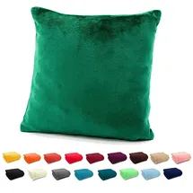 heimtexland ® Flanell Kuschel Kissen Super Soft Dekokissen Plüsch Typ380 Kissenhülle Waldgruen 40x40 cm