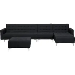 Modulsofa Polsterbezug Schlaffunktion graphitgrau linksseitig Ottomane ABERDEEN
