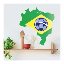 wall-art Wandtattoo »Brasilien Karte mit Fußball«, (1 St.), bunt