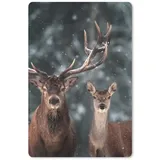 MuchoWow Mauspad Hirsche - Tiere - Winter - Geweih - Schnee - Natur (1-St), Maus Pad, Gaming Zubehör, Büro Deko, 18x27 cm bunt 18x27 | 18 cm x 27 cm