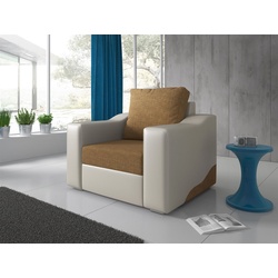 Fun Möbel Sessel Sessel Designersessel COLLIN in Kunstleder/Stoff, Kunstleder-Stoff-Kombinationen braun|weiß