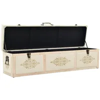 vidaXL Sitzbank Mit Stauraum Creme 110 x 30 x 38 cm