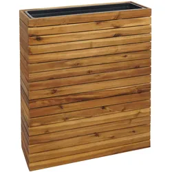 Mendler Pflanzkasten HWC-L21, Hochbeet Pflanzkübel Blumentopf, eckig 77x63x23cm Outdoor Akazie Holz MVG-zertifiziert, braun