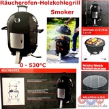 Räucherofen 3 in1 BBQ Grillen,Räuchern,Smoker Grill Tonne mit Thermometer