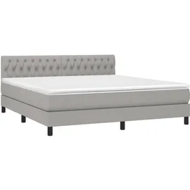 vidaXL Boxspringbett mit Matratze & LED Hellgrau 180x200 cm Stoff