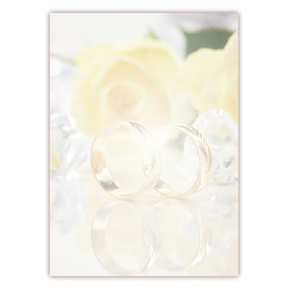 Motivpapier Briefpapier (Hochzeit-5170 DIN A4 100 Blatt) goldene Ringe und Rosen