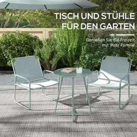 Outsunny 3tlg. Bistro-Set, Balkonmöbel-Set inkl. 1 Tisch, 2 Stühlen, für Garten, Terrasse, Mesh, Grün