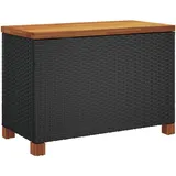 vidaXL Garten-Auflagenbox Schwarz 80x40x48 cm Poly Rattan Akazienholz