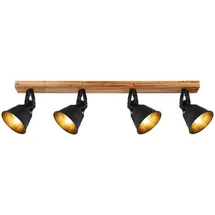 GLOBO Strahler Günther, Braun, Schwarz, Gold, Holz, Metall, 82x24 cm, verstellbare Spotlights, Lampen & Leuchten, Innenbeleuchtung, Spots & Strahler, Deckenspots