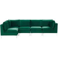 Modulares 5-Sitzer Ecksofa Samtstoff Grün rechtsseitig Metallbeine Modern Evja