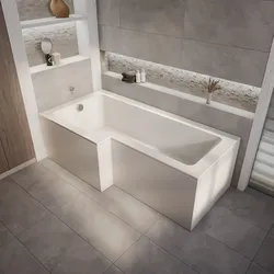 Moderne Duschbadewanne L-Form, Schürze und Duschaufsatz wählbar – Sandford Hudson Reed