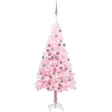 vidaXL Künstlicher Weihnachtsbaum mit LEDs Kugeln Rosa 180 cm PVC Modell 3