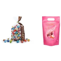 Lindt Schokolade LINDOR Mischung | 1371 g | Ca.109 Kugeln: Milch & LINDOR Schokoladen Kugeln Erdbeer-Sahne | 1 kg Beutel, ca. 80 Schokoladen Kugeln weiße Schokolade mit Erdbeer-Sahnecrème