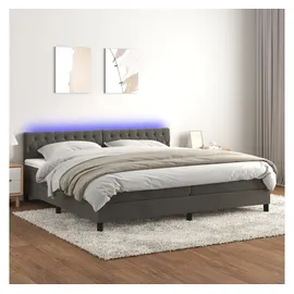 vidaXL Boxspringbett mit Matratze & LED Dunkelgrau 200x200 cm Samt