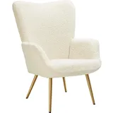 Tectake Sessel Hygge Bouclé 72 x 100,5 x 76 cm Creme/Gold gepolstert