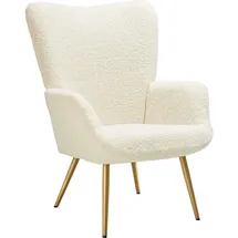 Tectake Sessel Hygge Bouclé 72 x 100,5 x 76 cm Creme/Gold gepolstert