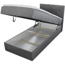 Sofnet Boxbett, Grau Textil, H3, Rechteckig, 100x200 cm, Schlafzimmer, Betten, Boxspringbetten