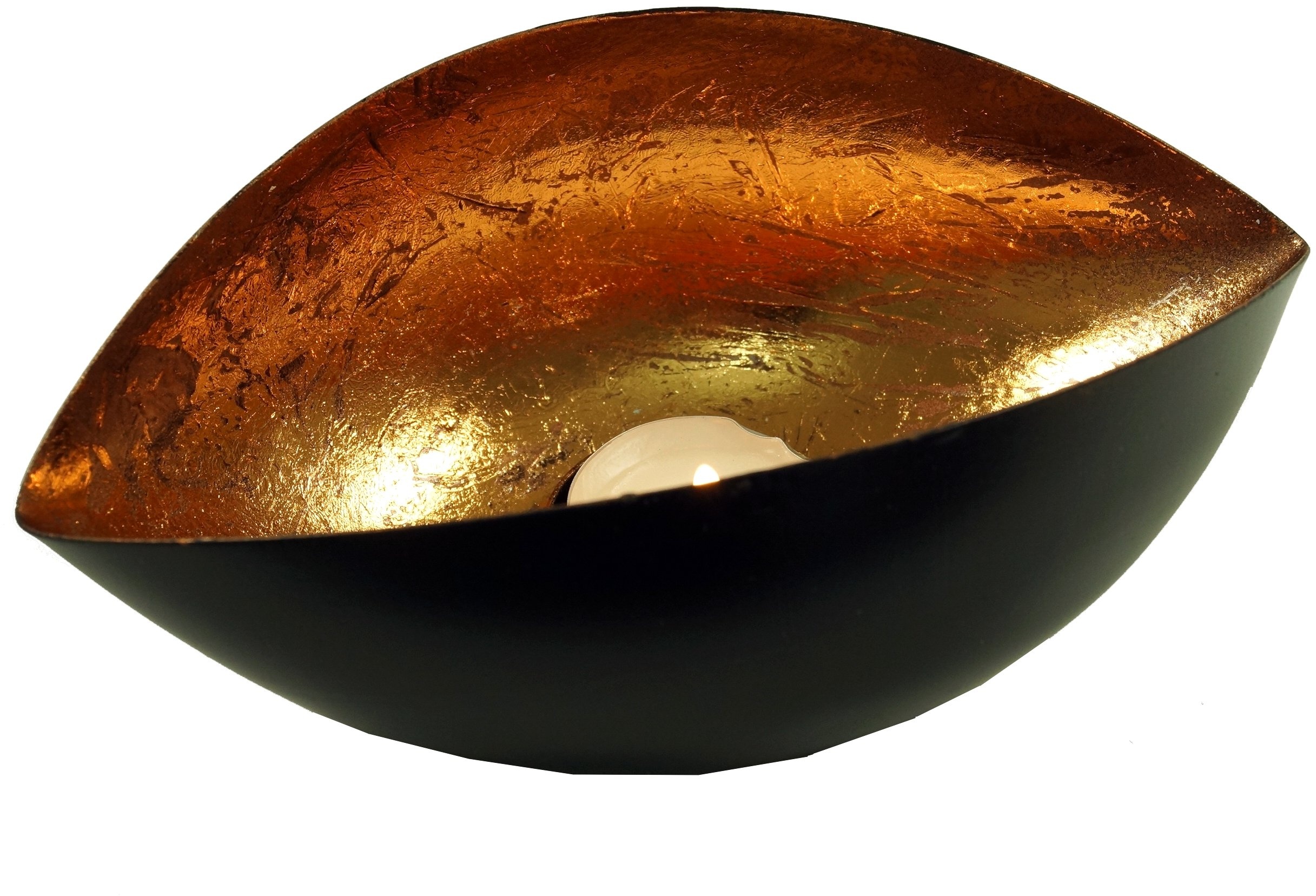 GURU SHOP Metall Teelicht Windlicht Kupfer, Braun, 7,5x11x18 cm, Teelichthalter & Kerzenhalter