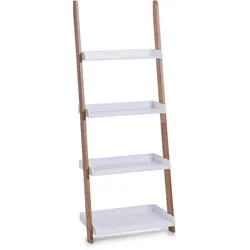 Zeller, Leiter-Regal m. 4 Ablagen, Bamboo/MDF, weiß