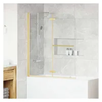 vidaXL Duschabtrennung Transparent und Gold 120 x 140 cm