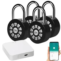 Xcase 4er Metall-Vorhängeschloss mit Zahlencode und App, IP65 + Gateway