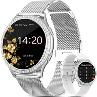 RifePhi AK53 Smartwatch (3,3 cm, android ios), Intelligente Damen Smartwatch mit Gesundheitsfunktionen silberfarben