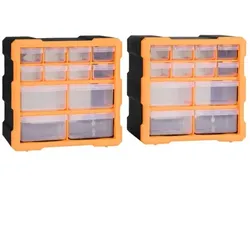 Multi-Schubladen-Organizer 2 Stk. 12 Schubladen | vidaXL : Farbe - Orange und Schwarz