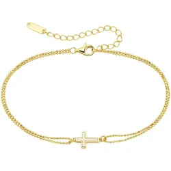 Armband "Schmuck Geschenk Armband mit Kreuz", gold (gelbgoldfarben), ANISTON JEWELRY & WATCHES, Armbänder, Damen, Silber 925 (Sterlingsilber)