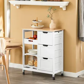 SoBuy Küchenwagen mit Rollen, Weiß 68x85x38cm, bis 50kg